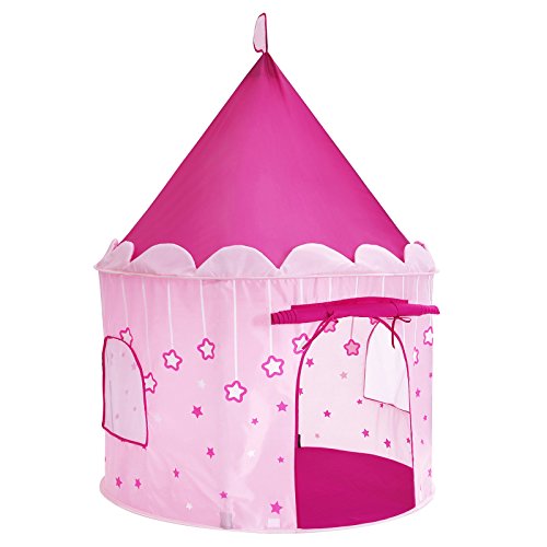 SONGMICS Spielzelt, Prinzessinnenschloss für Mädchen Kleinkinder, Spielhaus für innen und außen, tragbares Pop-UP Indianerzelt Tipi mit Tragetasche, Geschenk für Kinder, EN71 zertifiziert, pink, LPT01PK