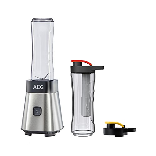 AEG MiniMixer SB 2700 PerfectMix / Smoothiemaker  (0,4 PS-Power-Motor, 2 600 ml Flaschen, Kühlakku, 4-Klingen Edelstahl) gebürstetes Edelstahl