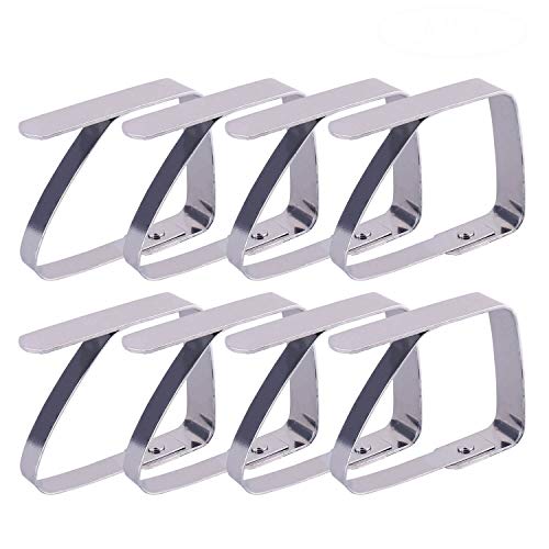 Blooven 8 Stück Tischtuchklammern Edelstahl Tischabdeckungsklemmen Tischdecke Clips Tischtuch Clips - Silber