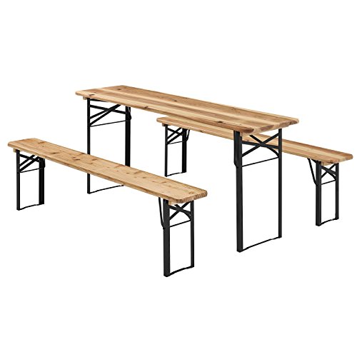 Bierzeltgarnitur 3-teilig mit lackiertem Tannenholz 175 cm