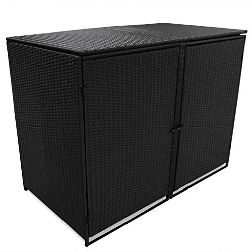 vidaXL Mülltonnenbox für 2 Tonnen Poly Rattan Müllbox Mülltonnenverkleidung