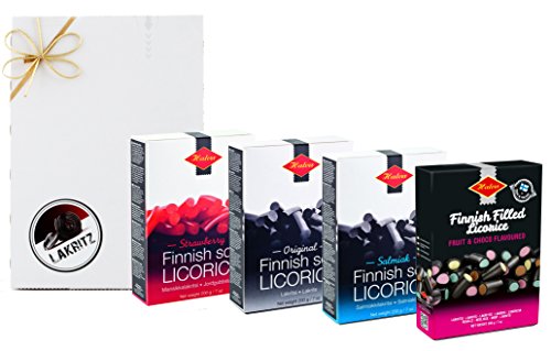 Geschenkset Halva Lakritz-Box Lakritz und Fruchtgummi aus Finnland (4 x 200 g in Geschenkverpackung)