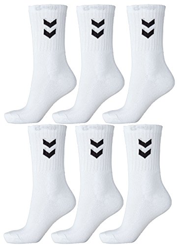 Hummel 6er Pack Socken Unisex Sportsocken (Weiß, 41 - 45 (Size 12))