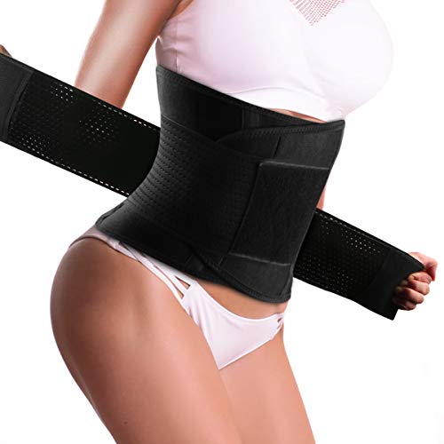 WOSTOO Taille Trimmer, Schwitzgürtel zur Fettverbrennung Verstellbarer Damen-Taillenformer Korsett Corset Power Gürtel Fitnessgürtel Bauch Weg Schwitzgürtel - Schwarz