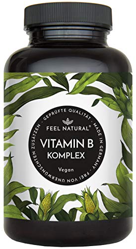 Vitamin B Komplex Kapseln. 180 vegane Kapseln im 6 Monatsvorrat. Hochdosiert, mit bio-aktiven Vitamin B-Formen. Ohne Zusätze. Hergestellt in Deutschland