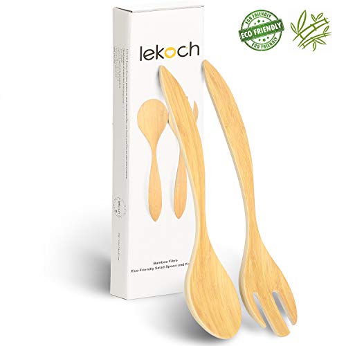 LEKOCH Salatbesteck Eco Bambus, 2-teilig Set, Servieren Besteck, L 30 cm