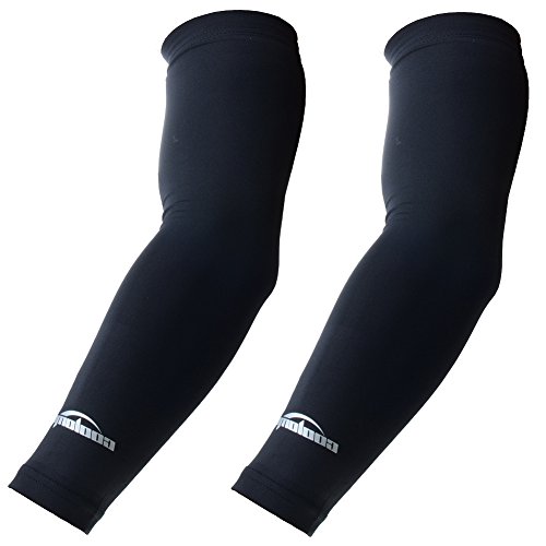 COOLOMG Arm Sleeves Arm Warmer Anti Rutsch Anti UV Running Radsport fär Damen Herren 1 Paar Schwarz M