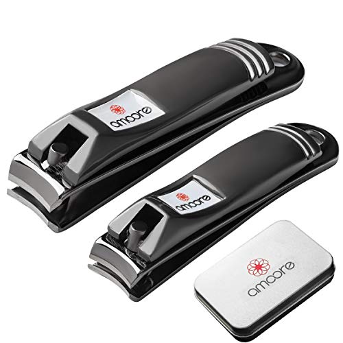 amoore Nagelknipser Set 2 Stück Nagelschneider Set mit Tasche Nagelzangen Fingernägel Clippers Zehennägel Clippers Edelstahl Clipper
