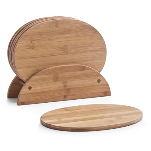 Zeller 25266 Brettchenständer, 7-teilig, oval, Bamboo, ca. 24 x 7 x 19,5 cm