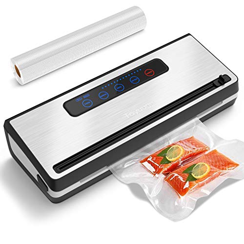 Toyuugo Vakuumiergerät für Trockene und Feuchte Lebensmittel Vakuumierer Folienschweißgerät mit Eingebauter Cutter inkl. Einer Rolle von Folienbeutel [2019 Aktualisiert]
