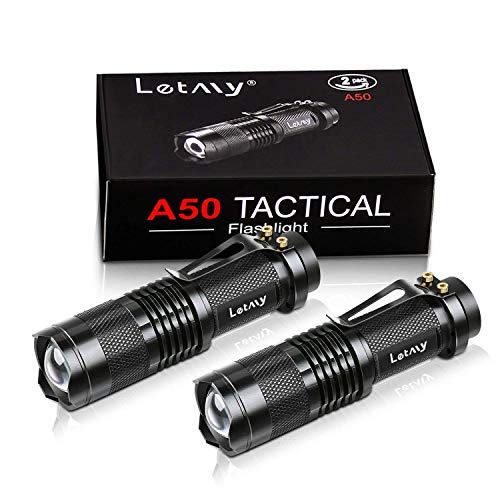 Mini Taschenlampe, PUAIDA Superhelle Zoombar LED Taschenlampen mit 3 Modi, Wasserdichte Handlampe Taschenlampen für Kinder, Geschenk, Angeln, Wandern und Camping (2 Stück)