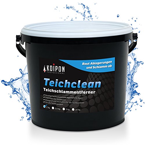 KOIPON Teichclean Teichschlammentferner 1 kg aus natürlichen Mineralien - biologischer Schlammentferner Ideal als Teichpflege Zum Abbau von Bodenschlamm Teich Schlamm Laub für Gartenteich Fischteich