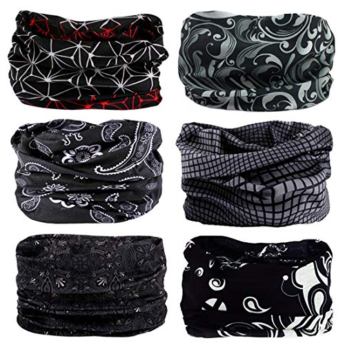 6 Stück Nahtlose Bandanas Multifunktionstuch Schal - Elastiche Multifunktion Stirnband Gaiter Balaclava Gesichtsmaske Kopfbedeckung UV Residenz für Yoga Laufen Wandern Radfahren Motorradfahren