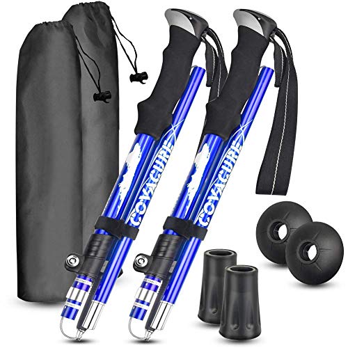 COVACURE Nordic Walking Stöcke - Faltbar Wanderstöcke, Verstellbar, Leicht, Teleskop, mit Gummipuffer für Damen und Herren