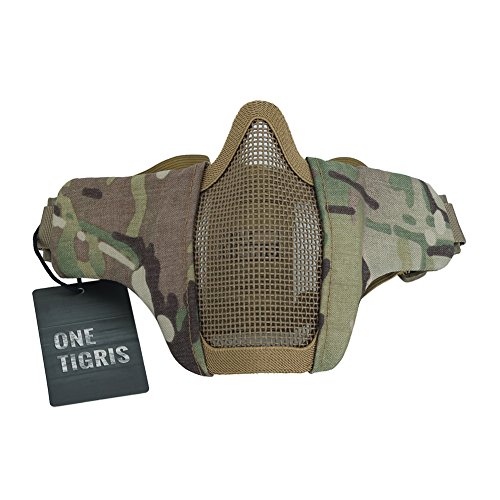 OneTigris faltbare halbe Gesichtsschutz Maske Mesh Maske für Softair Paintball CS (Camo)
