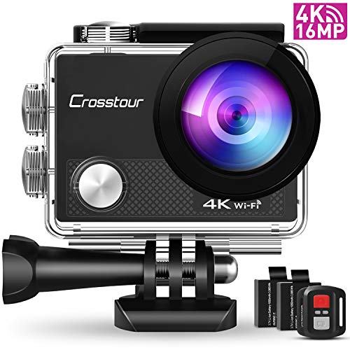 Crosstour CT9000 Action Cam Unterwasserkamera (4K 16MP WiFi Unterwasser 40M Wasserdicht Helmkamera Fernbedienung)