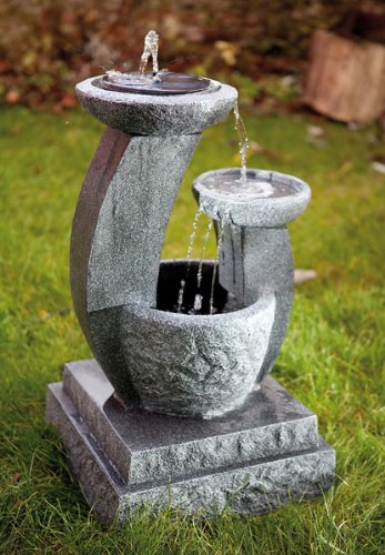 Solarbrunnen Solar Gartenbrunnen Caskaden Brunnen Style mit LED