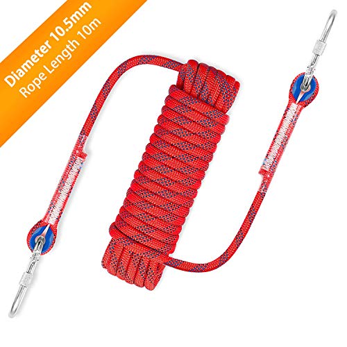 Awroutdoor Kletterseil Fleichtleine Hochfeste Schnur Sicherheitsseil mit Nähen Schnalle und Karabiner für Outdoor-Aktivitäten Klettern Survival