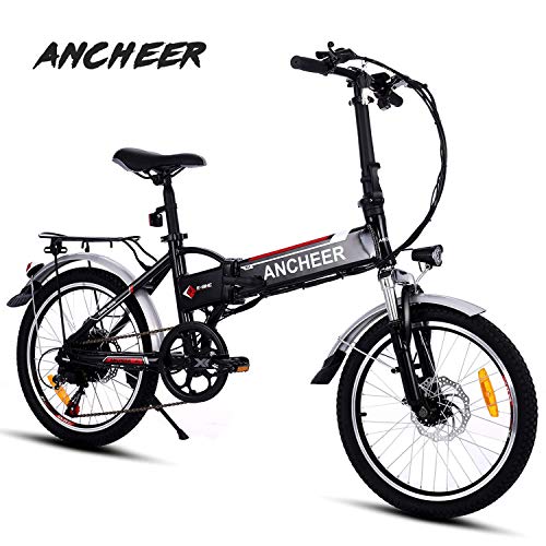 Ancheer Elektrofahrrad, Faltbares E-Bike für Erwachsene, Faltrad, 20/26 Zoll Klapprad Pedelec mit Lithium-Akku (250W, 36V), Elektrofahrräder mit 7-Gang Shimano Nabenschaltung (20' schwarz)