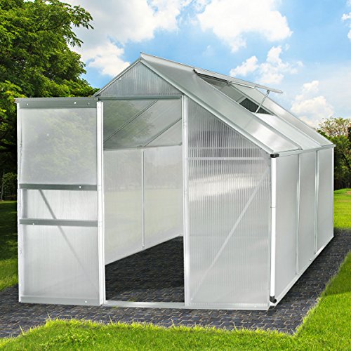 Aluminium Gewächshaus mit Stahlfundament 5,85m³ Alu Gartenhaus Treibhaus Garten 190x190cm