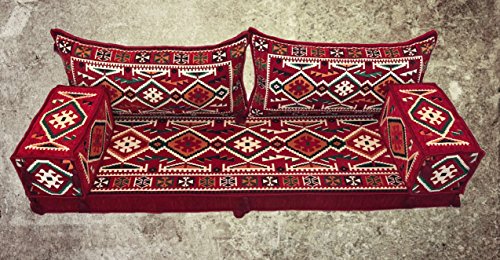 5 Teilige Set Sark Kösesi Orientalische Sitzecke,Sitzkissen Set Rot 190cm Komplett gefüllt