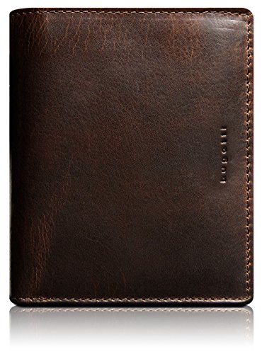 Bugatti Romano Echtleder Geldbörse für Herren im Hochformat, Braun
