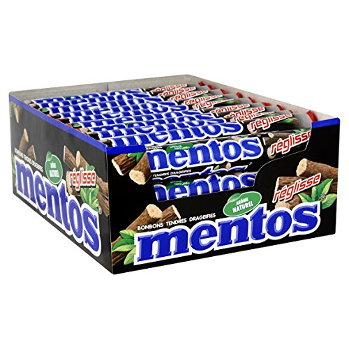 Mentos Lakritz-Mint, 40 Rollen Dragees, Lakritz und Minze-Geschmack, Multipack Kaubonbons