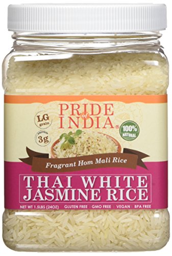Pride Of India Thai weiße Jasminreis duftend hom mali Reis, 1,5 Pfund Glas