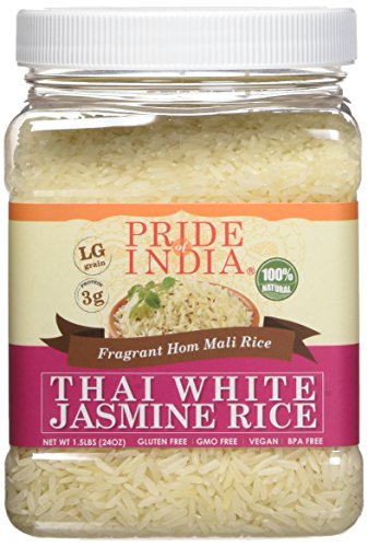 Pride Of India Thai weiße Jasminreis duftend hom mali Reis, 1,5 Pfund Glas