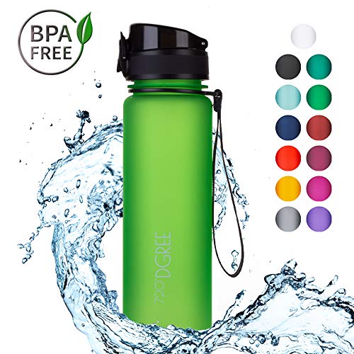 720°DGREE Trinkflasche 'uberBottle' - 500 ml, 0,5 l, Grün, Gruen | Neuartige Tritan Wasser-Flasche | Water Bottle BPA Frei | Ideale Sportflasche für Kinder, Fitness, Fahrrad, Sport, Fussball