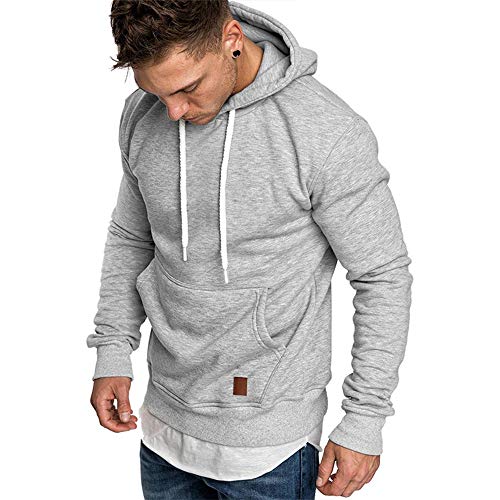 Herren Sweatshirt Kapuzenpullover Pullover Hoodie Hoher Kapuzenansatz Känguru-Tasche Gerippte Ärmel und Abschlussbündchen Sweatjacke Casual Streetwear Basic Style