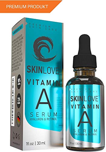 SKINLOVE Retinol Gesichtsserum mit Hyaluronsäure und Vitamin E, Anti-Aging-Retinol-Serum für Falten, feine Linien und empfindliche Haut - Made in Germany