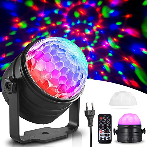 homesasy Discokugel LED Party Lampe Musikgesteuertes Diskokugel Klein LED RGB Effektstrahler mit Fernbedienung für Party, Hochzeits-Show,Feier Disco Lichteffekt Bühnenlicht