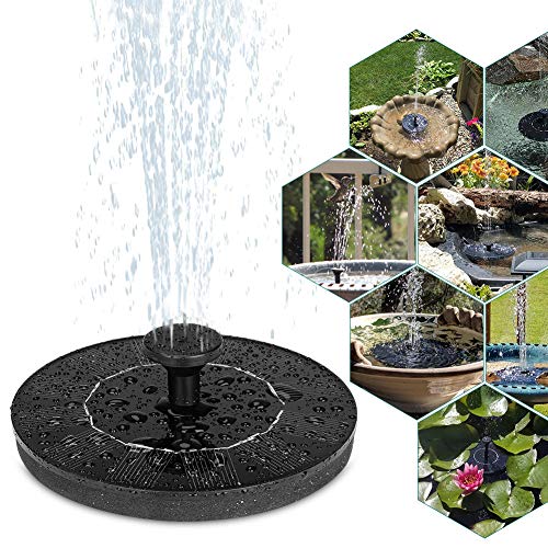 Solar Springbrunnen, Solar Teichpumpe Garten Wasserpumpe Solarpumpe mit 1.2W Monokristalline Solar Panel, Schwimmender Dekoration für Garten, Kleiner teich, Vogelbad, Fisch-Behälter, Pool