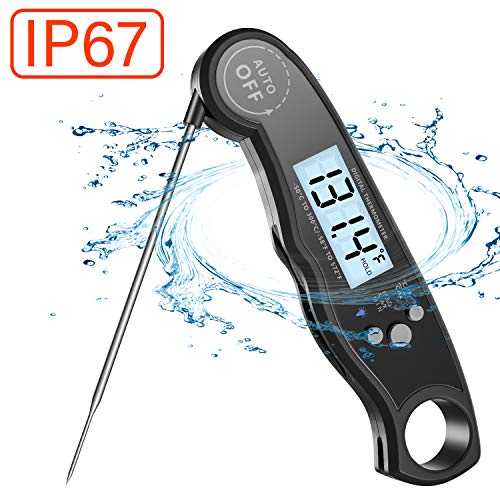 Digitales Lebensmittel Thermometer,BizoeRade Wasserdichte Instant Lesen Küchenthermometer für Küche, Bier, Milch, Steak,Innen Draussen BBQ