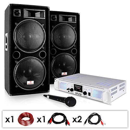 DJ PA Anlage DJ-21 DJ Verstärker PA Boxen Kabel 2000W