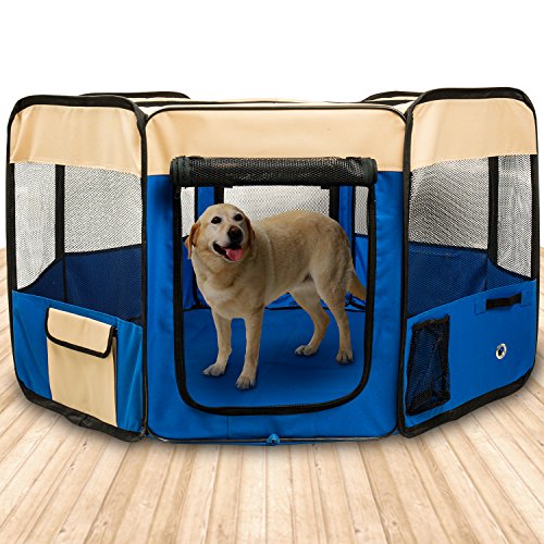 BIGWING STYLE Welpenlaufstall/ Tierlaufstall/ Welpenauslauf/ Laufstall für Hunde Faltbar abnehmbaren 8 Plattens für Kleintiere wie Hunde, Katzen，Hase - XL