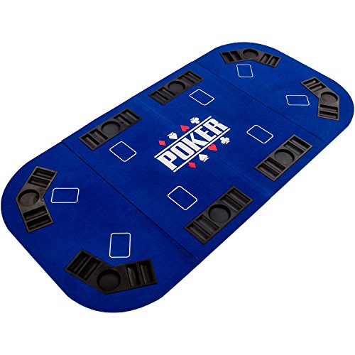 Maxstore Faltbare XXL Pokerauflage für bis zu 8 Spieler, Maße 160x80 cm, MDF Platte, 8 Getränkehalter, 8 Chiptrays