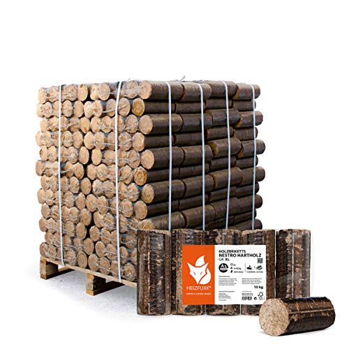 PALIGO Holzbriketts Nestro Hartholz Eiche Kamin Ofen Brenn Holz Heiz Brikett 10kg x 96 Gebinde 960kg / 1 Palette Heizfuxx
