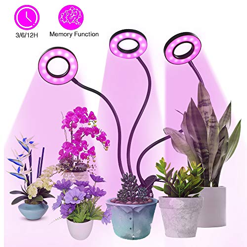 Pflanzenlampe 54LED 27W, Tomshine Dimmbar 5 Lichtstärken Pflanzenlicht Wachstumslampe mit 3 Timer (3h/6h/12h) / 360° verstellbarer Schwanenhals für Zimmerpflanzen Überwinterung Pflanzenleuchte