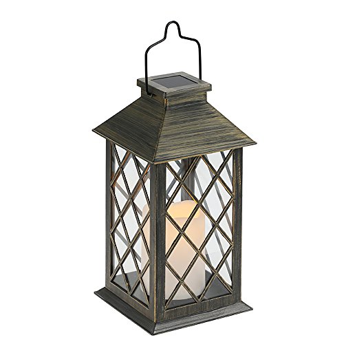 Tomshine Solar Laterne mit Kerzen Lichteffekt Led Solarleuchten Garten Deko Lampe Balkon Gartenlaterne in Kerzenoptik [Energieklasse A+]