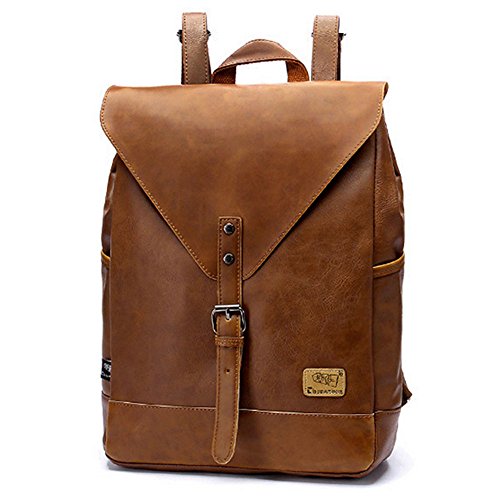 Retro PU-Leder Vintage Rucksack Wanderrucksack Hiking Backpack Damen Herren Schultertasche PU Rucksack Für Camping Reise und iPhone, iPad und Samsung Tablet drei Farbe (Braun)