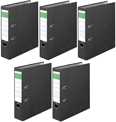DIN A4 Ordner Wolkenmarmor Blauer Engel (5er Pack breit, schwarz)