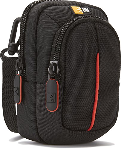 Case Logic DCB302K Camera Case S Kameratasche inkl. Schultergurt/Gürtelschlaufe (mit Zubehörfach) schwarz/rot