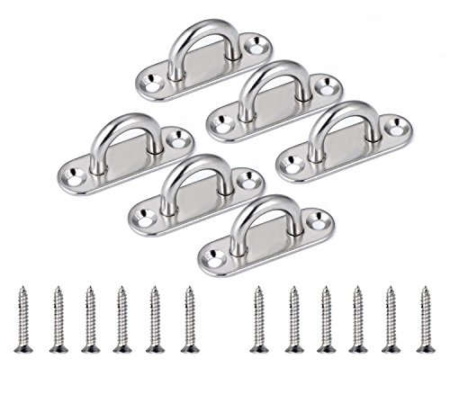 InnoBase 5 mm Edelstahl Augplatte Oblong Pad Hook Decksplatte Deckauge Metall Heftklammer Ring Haken Hardware (6 Stück)