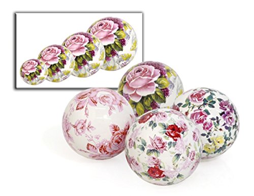 Schwimmkugel / Dekokugel 'Roses' Porzellan 4 er SET je 4cm