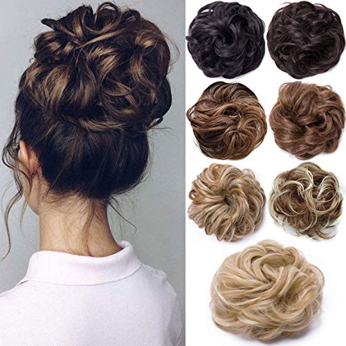 Hair Extensions Haarteil Haargummi Hochsteckfrisuren unordentlicher Ponytail Dutt Gewellt VOLUMINÖS Haarverlängerung Sandige Blondine bis Bleichmittel Blond