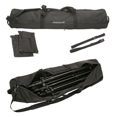 PROFESSIONAL 3D Stativtasche 122 cm Stativköcher Stativ Tasche VOLLPOLSTER, nimmt bis 3 Stative auf, [ passt bis 120 cm Stativ ] [ für alle: Licht - Kamera - Blitz Stative ] /// XXL Schwarz