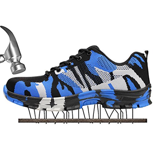 SUADEX Damen Herren Sicherheitsschuhe Sportlich Trekking Wanderhalbschuhe Stahlkappe Arbeitsschuhe Hiking Schuhe Traillaufschuhe  43 EU,  Blau