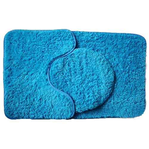 AIMADO Badematte Set 3 teilig, Polyester Rutschfeste Badvorleger Bad teppiche WC-Vorleger Toilettensitz-Bezug Waschbär Bath Mat für Badezimmer
